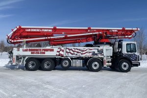 Concrete pump truck belonging to L&N Concrete Pumping of Owatonna, MN